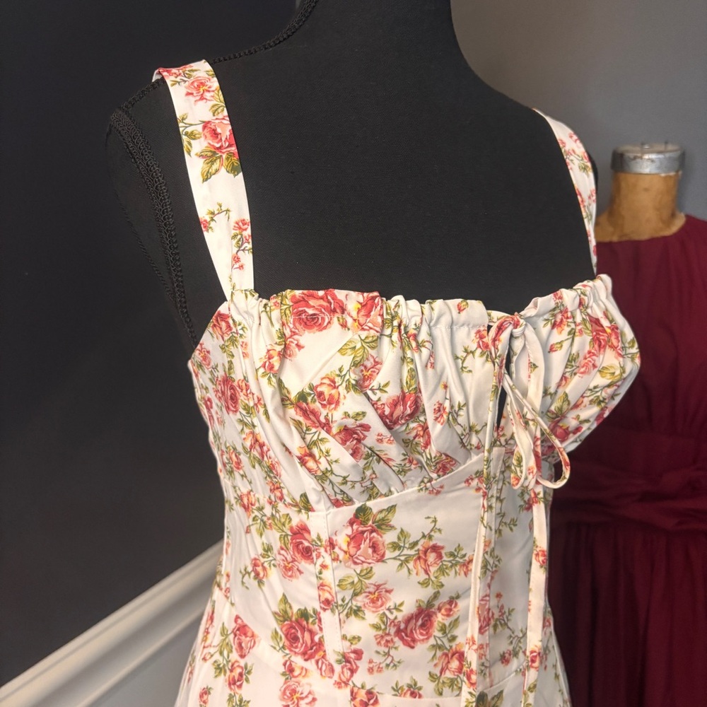 Commense Floral Midi Dress - White and Pink